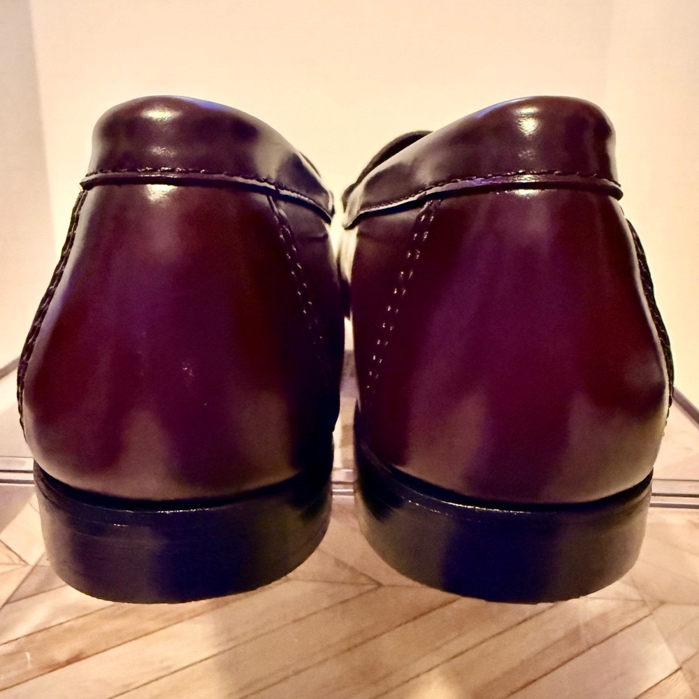GH Bass Weejuns Wayfarer Penny Loafers Wine Leather Women 9 M Preppy Handcrafted - Picture 5 of 12